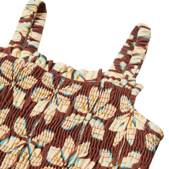 ZARA Kids | Brown | SMOCKED PRINTED JUMPSUIT - Picture 3 of 4